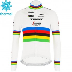 Maillot Cyclisme 2020 Trek-Segafredo UCI World Champion Hiver Thermal Fleece N001